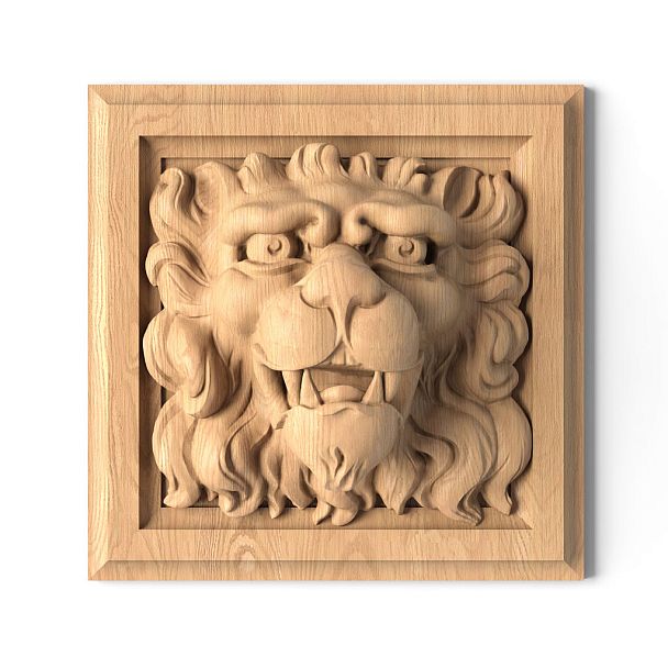 Маскарон в стиле барокко с детализированной головой льва