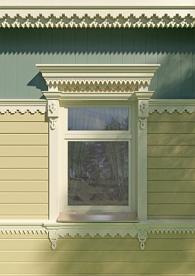 Резной наличник NL-1 фото отделки фасада дома