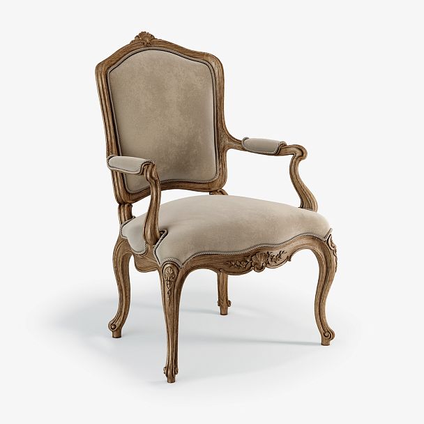 Кресло из массива дерева, резное с декором в классическом стиле