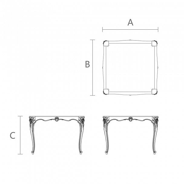 Резной каркас стола STL-020-1 из дерева чертеж
