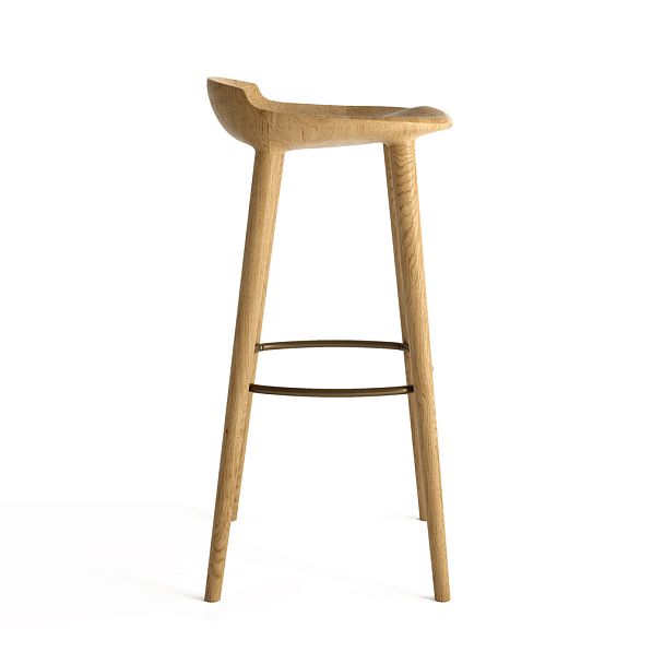 Дизайнерский барный стул из массива дуба бука вид сбоку