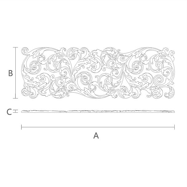 Резьба по дереву в виде вензеля - резная накладка N-354R чертеж