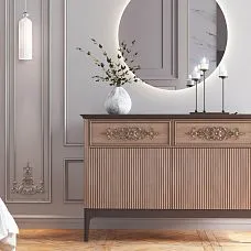 Резной наконечник N-402.1R в декоре мебельного фасада и стеновой панели