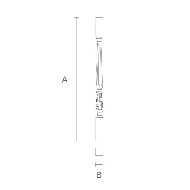 Балясина для лестницы L-037 из дерева - воплощение классики и резьбы в интерьере чертёж
