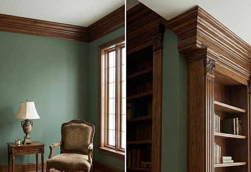 Потолочный плинтус из дерева и мебельные карнизы: создание вертикальной рамки интерьера