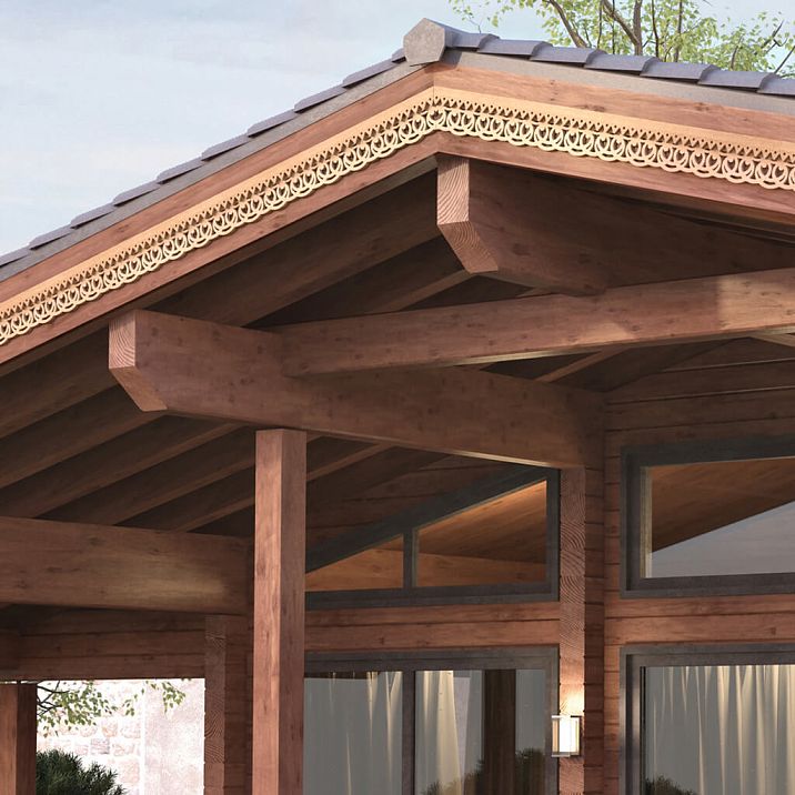 Резной наличник NL-5 из дерева для окон, дверей и крыши