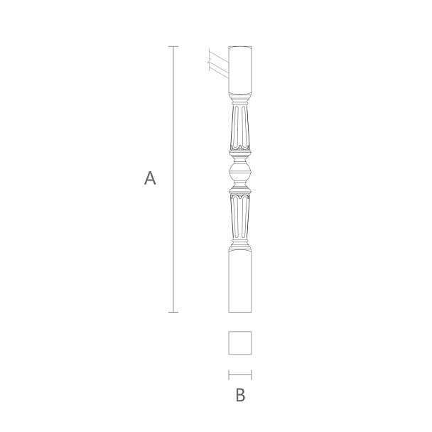 Столб из дуба для лестницы чертеж