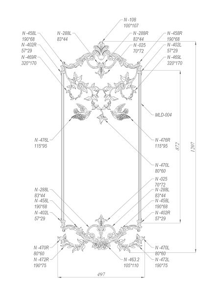 Комплект декора C-049 из дерева детальный состав