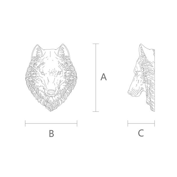 Чертеж резной маскарон из дерева в виде головы волка