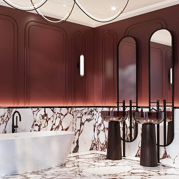 Четыре радиусных сегмента лепнины MLDPU-027U-1 из полиуретана на сером фоне