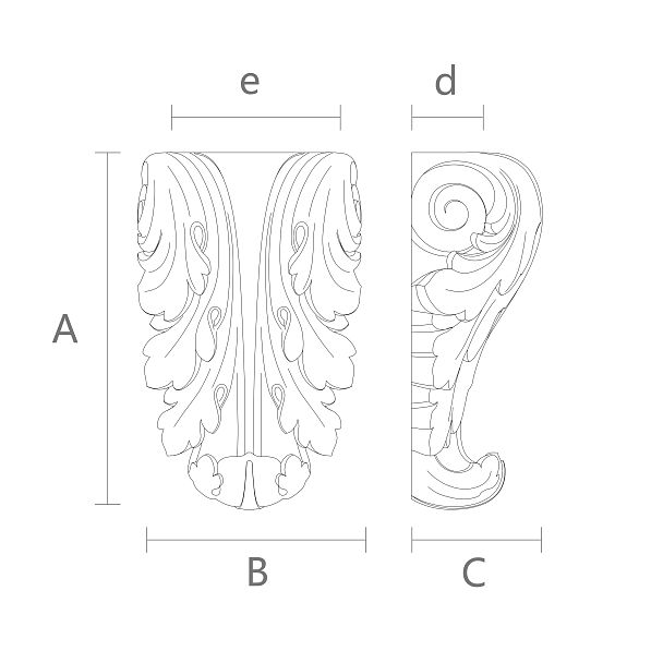 Эксклюзивный декоративный кронштейн KR-009.1 чертеж