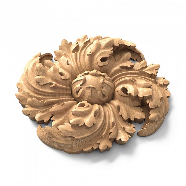 Декоративная розетка R-077 круглый элемент в виде закручивающегося цветка в стиле барокко  Плотный насыщенный орнамент смотрится богато и празднично
