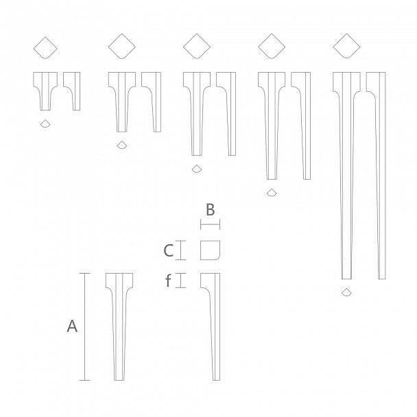 Мебельные ножки из дуба, бука с чертежом MN-186