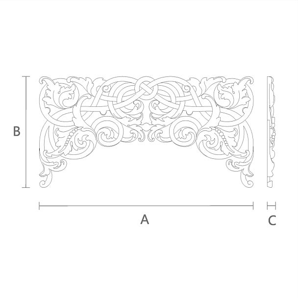 Деревянный декор в виде резной накладки N-341 чертеж