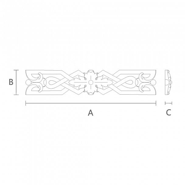 Декоративный деревянный элемент - резная накладка N-333 с орнаментом из растений чертеж