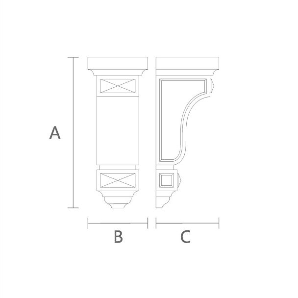 Кронштейн из натурального дерева KR-063 для стильного интерьера чертеж