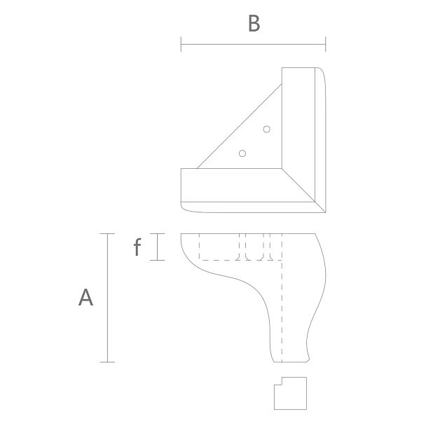 Чертеж деревянной современной ножки MN-147 для кресла, дивана, пуфа