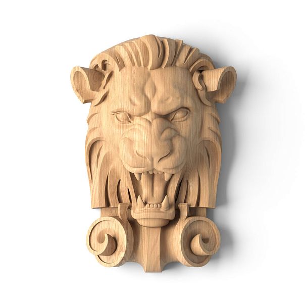Маскарон льва из бука для уникального дизайна