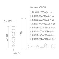 Цветная мебельная ножка KON-011 с геометрическими элементами для письменного стола