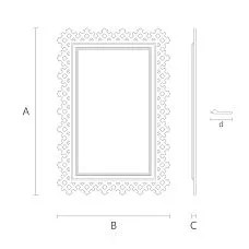 Схема размеров рамы для зеркала RM-056 с обозначением габаритов и профиля