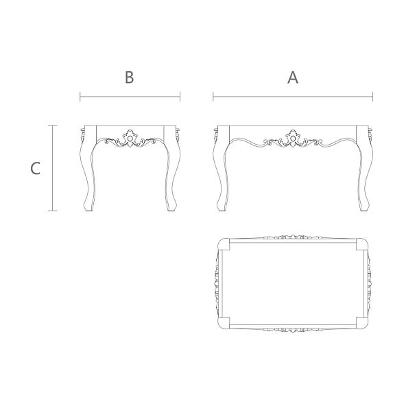 Чертеж  резной каркас стола STL-005, вид сверху