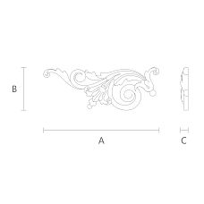 Резная накладка NPU-186L для стен, фасадов, мебели, чертеж лепнины из полиуретана