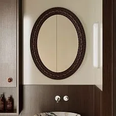 Резная овальная рама RM-010 из дуба и бука с узором из листьев лавра для оформления зеркала в классическом интерьер