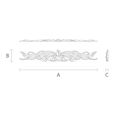Накладка из дуба или бука N-057-1 с резным орнаментом чертежи