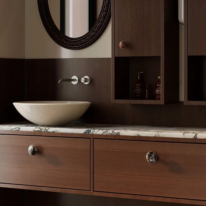 Ручка TON HL-058-2M из ореха с белым маслом вытянутой формы для минималистичных кухонь, шкафов и тумб в светлых скандинавских интерьерах