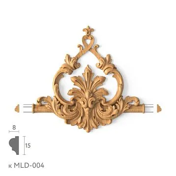 Декоративный элемент MLD-4-2.1 из дерева для молдинга MLD-004, 198 × 208 × 18 мм