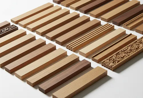 Плинтуса из массива дерева с резьбой и гладкой обработкой