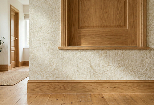 Деревянный плинтус и обои: как правильно завести обои на плинтус