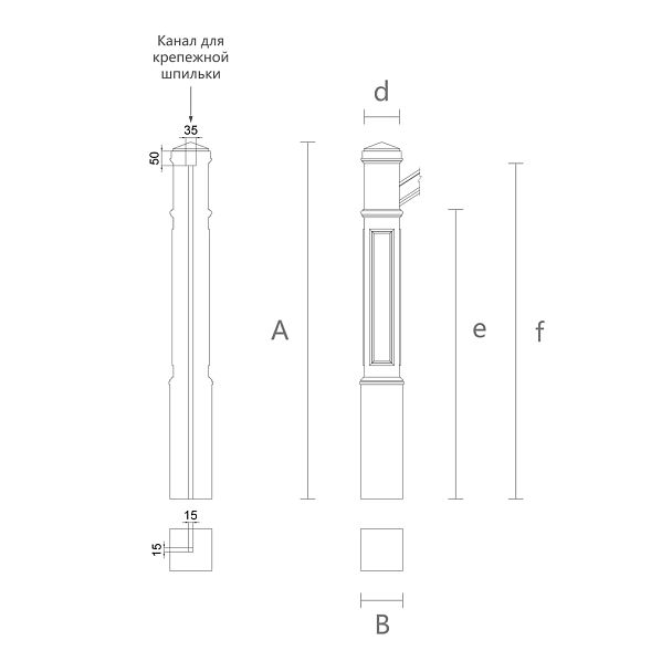 Чертеж деревянного столба для лестницы