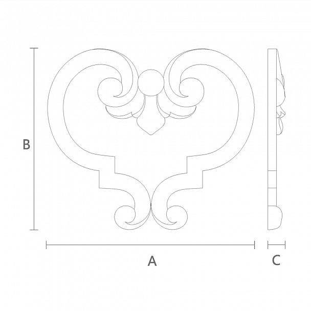 Резная накладка N-313 из дерева  чертеж