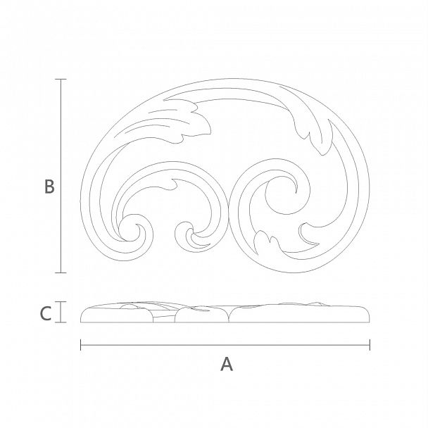 Деревянный декоративный элемент N-292R с резным узором чертеж