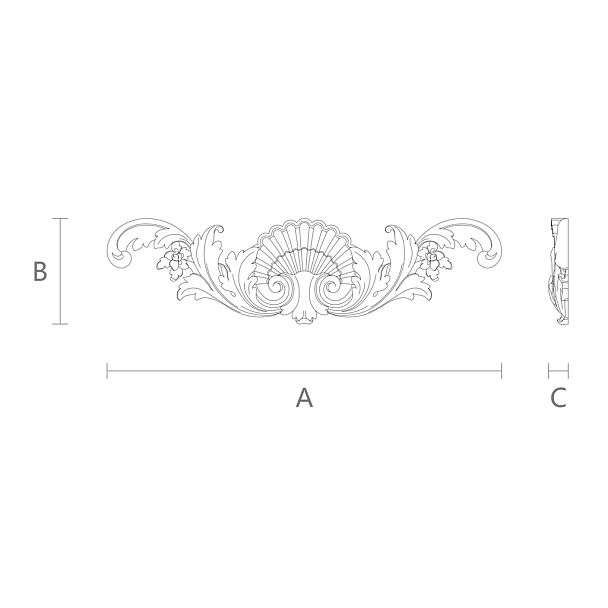 Резная накладка N-103 из дерева чертёж