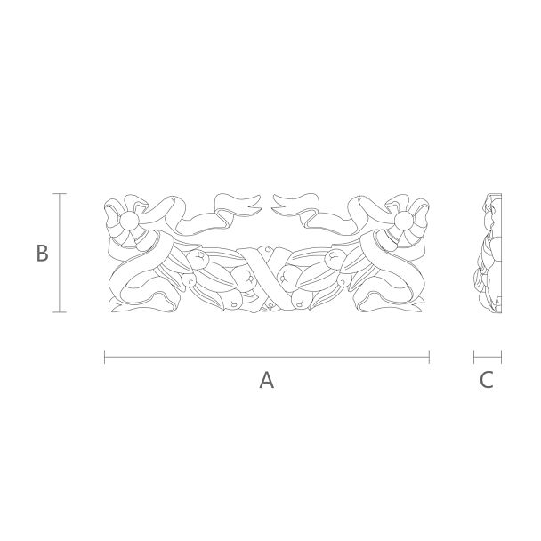 Красивая и уникальная резная накладка из дерева N-150 чертеж