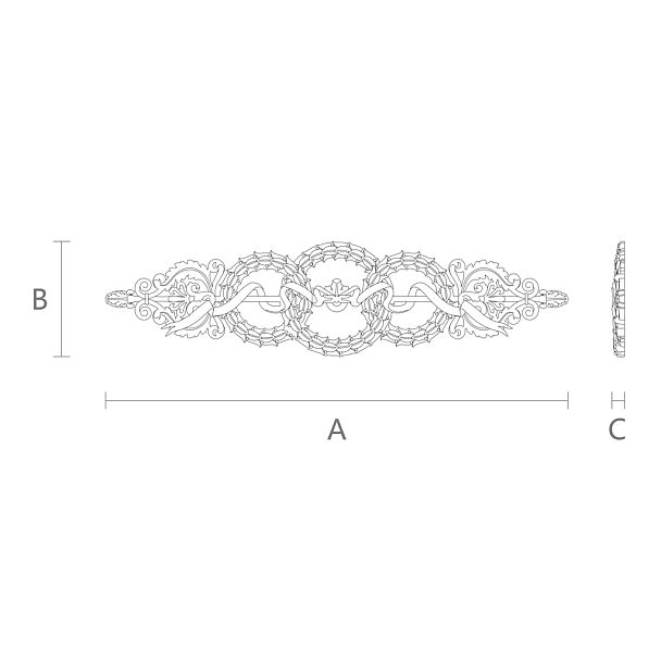 Деревянная накладка N-124 для декора мебели в классическом стиле чертеж