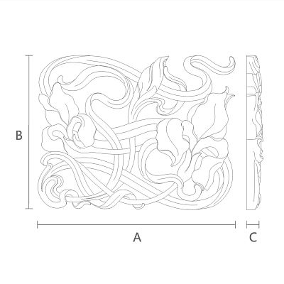 Растительный узор на резной накладке из дерева N-275R чертеж