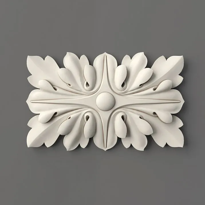 Прямоугольная полиуретановая розетка с резным орнаментом для потолочной и настенной лепнины купить