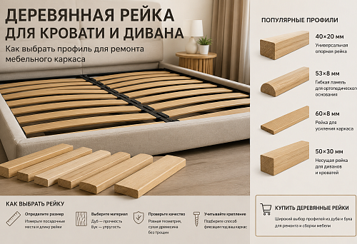 Деревянная рейка для кровати и дивана купить: как выбрать профиль для ремонта мебельного каркаса