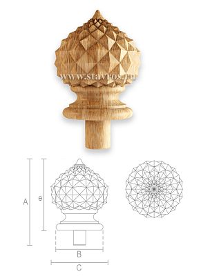 Декор деревянных столбов L-089 — роскошное украшение для лестницы  Навершие имеет красивую куполообразную форму с богатыми многогранными выступами