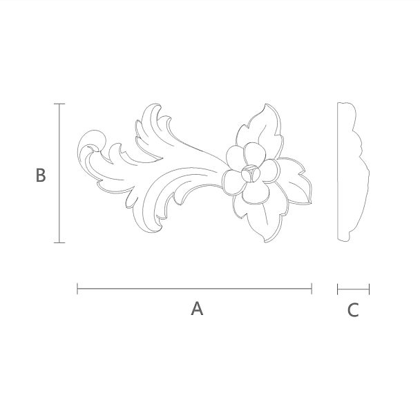 резная накладка из дерева с цветочным мотивом N-425L чертеж