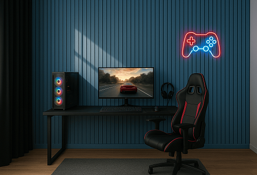 Современная отделка стены рейками МДФ в игровой комнате