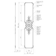 Схема комплекта лепного декора CPU-9-1 с размерами 460 на 2300 мм
