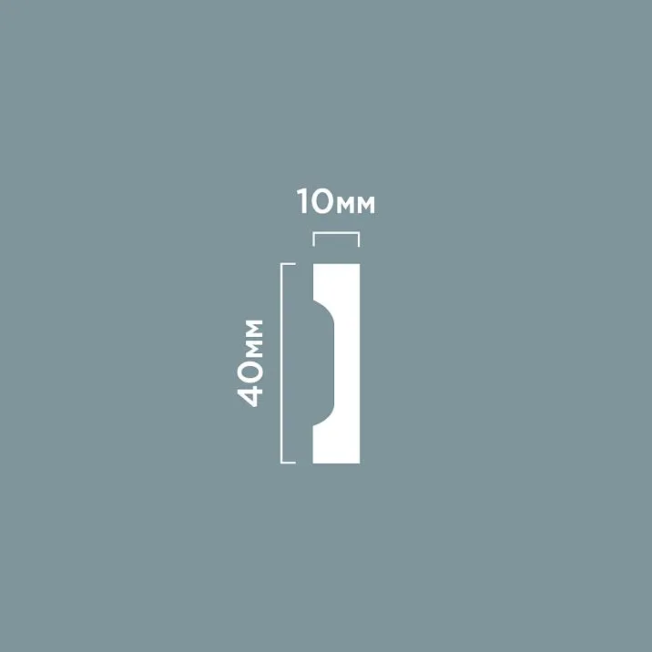 Плинтус W40V1 ПОЛИСТИРОЛ HI WOOD 40мм х 10мм х 2,0м. чертеж