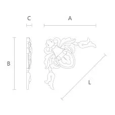 Накладной элемент из дерева с ручной резьбой по мотивам цветочной композиции чертеж