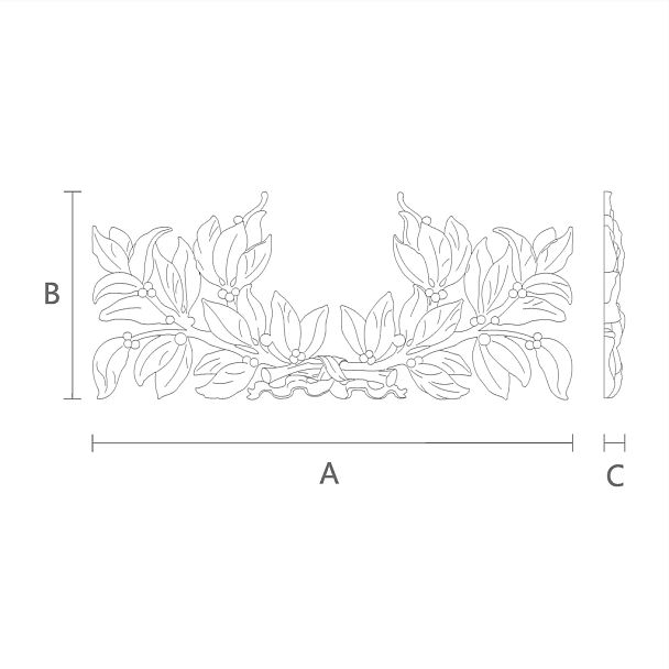 Рельефная накладка из дерева с цветочным мотивом для украшения поверхностей чертеж