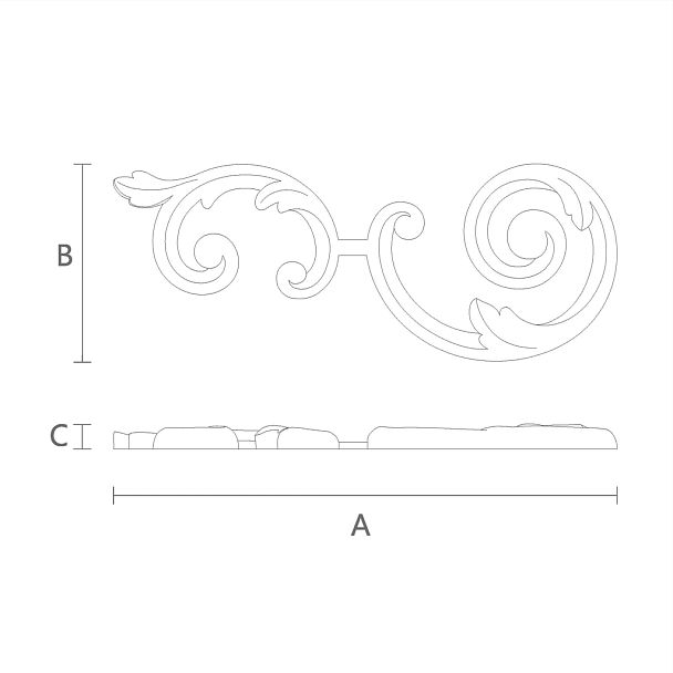 Деревянный декоративный элемент N-284L с резьбой чертеж