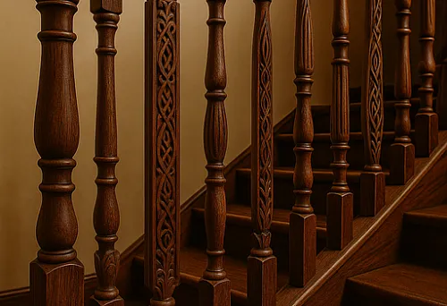 Деревянные балясины в классическом стиле с резьбой